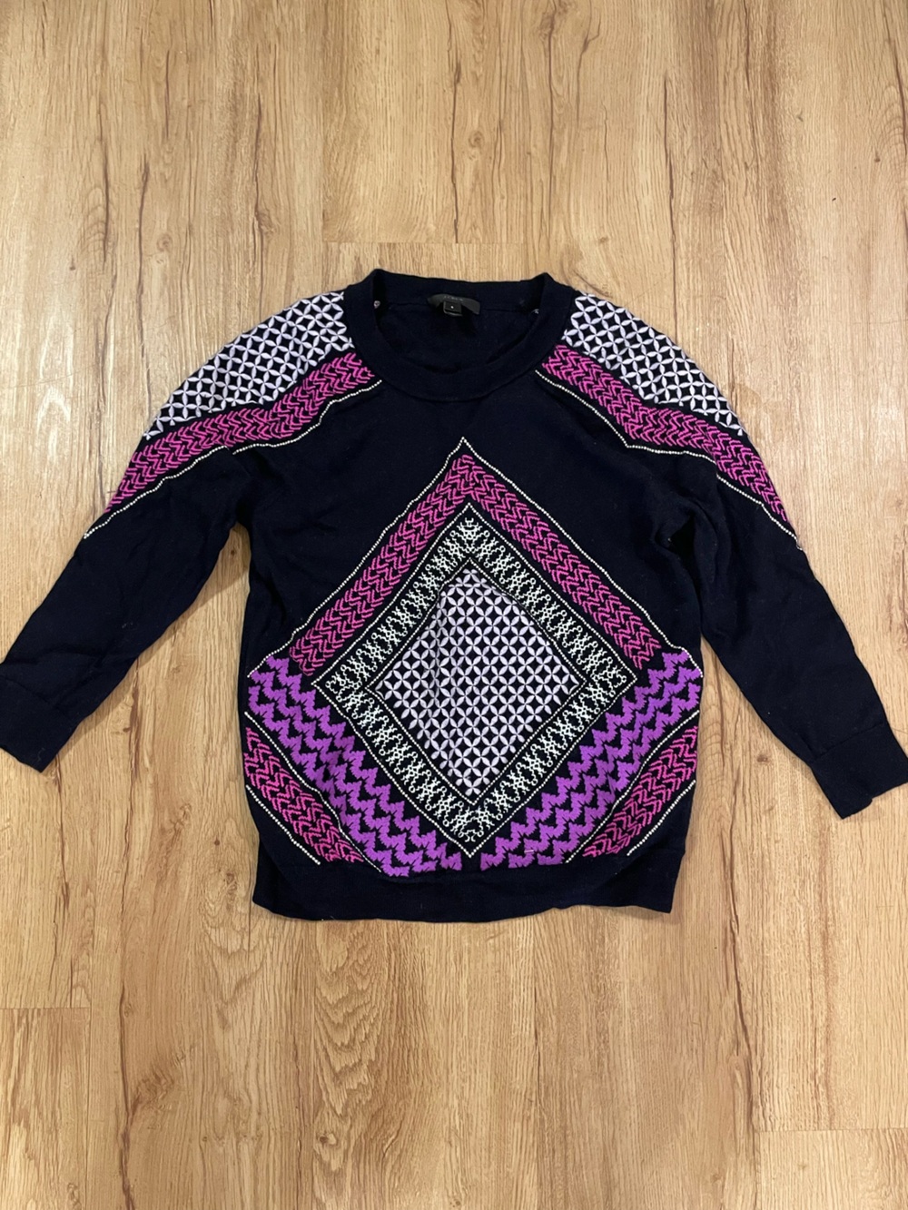 Embroidered navy J. Crew sweater